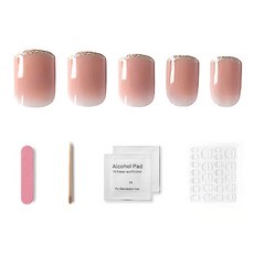 Paula's Nail 寶拉美甲 穿戴甲 附工具包, 裸粉漸變 + 銀色金蔥, 1件