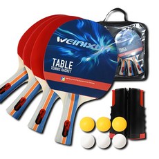 Weinixun [官方正品] Bosika 便攜式家庭桌球拍 4入 + 桌球 6入 + 桌球網 +球袋組, 1套, 單一商品