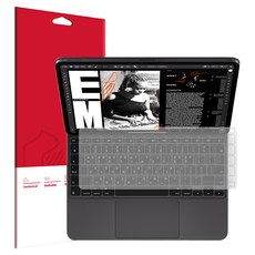 Skoko iPad Pro 第7代 13 M4 Magic Keyboard 輕薄 TPU 鍵盤膜 韓文版 + 手託保護膜套組, 1套, 單一顏色