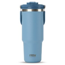 TYESO 泰碩 二代 304不鏽鋼手提保溫冰霸杯, 天空藍, 1.2L, 1個