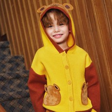 minidou 兒童臘腸狗連帽開襟衫