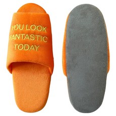 Golden Bay 韓式刺繡天鵝絨情侶家居拖鞋, 1個, 橘色