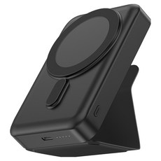 코끼리 스탠드 대용량 고속 무선충전 맥세이프 보조배터리 10000mAh, 블랙, KPB-MG10P01