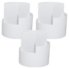 굿썸 깔끔한 3단 360도회전 필기구 정리함 12 x 12 x 11 cm 300g, 화이트, 3개