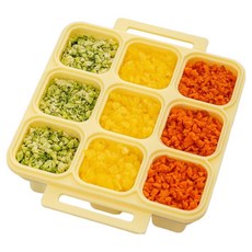 LitenKulor 嬰兒副食品矽膠分裝盒 9格, 1個, 60ml, 檸檬奶油