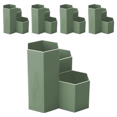 굿썸 손쉬운 필기구 정리함 3단 필통 11.2 x 5.5 x 11.2 cm 52g, 그린, 5개