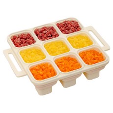 LitenKulor 嬰兒副食品矽膠分裝盒 9格, 1個, 60ml, 奶油白