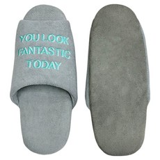 Golden Bay 韓式刺繡天鵝絨情侶家居拖鞋, 1個, 灰色