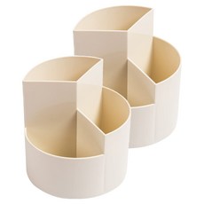 굿썸 깔끔한 360°회전 필기구 정리함 11.5 x 11.5 x 12.5 cm 130g, 베이지, 2개