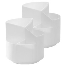 굿썸 손쉬운 4단 360도 회전 필기구 정리함 회전 필통 11.8 x 11.8 x 12.3 cm, 화이트, 2개