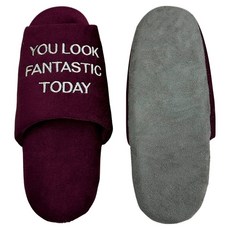 Golden Bay 韓式刺繡天鵝絨情侶家居拖鞋, 1個, 酒紅色