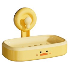 小黃鴨強力吸盤瀝水香皂盒, 1個, 黃色