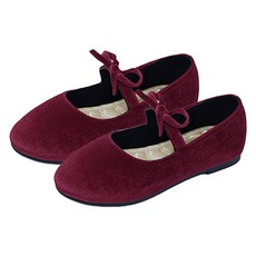 CHAAKAN 女童用妮艾特蝴蝶結鬆緊帶瑪莉珍絲絨平底鞋 PMFBR3h561