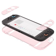 GEEKSHARE Joytron Nintendo Switch 2 全覆蓋水晶透明保護殼, 1個, 粉紅色, 單一商品