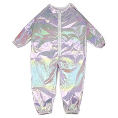 BEBE CHOUETTE 兒童全息圖防水連身美術畫袍, 紫色