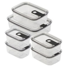 비엘락 올투명 원터치 밀폐용기 에코젠 6p 세트 블랙, 1세트, 400ml x 2p + 650ml x 2p + 900ml + 1.4L