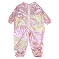 BEBE CHOUETTE 兒童全息圖防水連身美術畫袍, 粉紅色