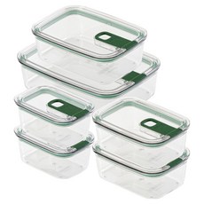 비엘락 올투명 원터치 밀폐용기 에코젠 6p 세트 그린, 1세트, 400ml x 2p + 650ml x 2p + 900ml + 1.4L