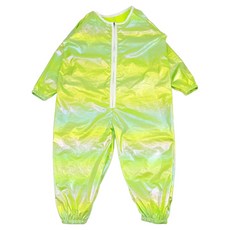 BEBE CHOUETTE 兒童全息圖防水連身美術畫袍, 綠色