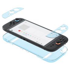 GEEKSHARE Joytron 任天堂Switch 2 全包覆水晶透明保護殼, 1個, 藍色, 單一商品