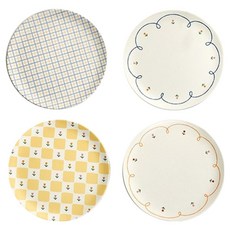 Modern House L 圖形竹纖維圓餐盤, 1套, 春季款 多色, 4 件組圓盤