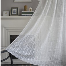 Mimisole 感性針織風格居家裝飾穿桿式窗簾, 白色