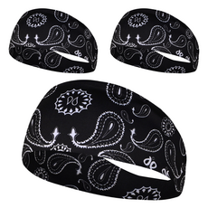 Cashrich 男士運動佩斯利圖案登山健身戶外跑步專用髮帶, 3個, 款式 1