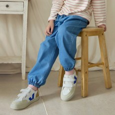 unifriend 兒童彈性丹寧九分束口褲