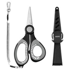 BOOMS FISHING S06 彈簧繩釣魚剪刀收納盒組 BAFTS065KE01, 1套, 黑色