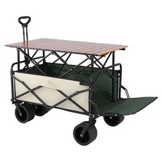 野一夏 前開升降款露營桌手推車 230L, 1個, 米綠色