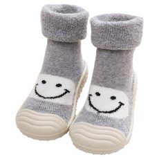 bebehome 居家生活 兒童款寬頭防滑透氣膠底高筒笑臉學步鞋 22碼