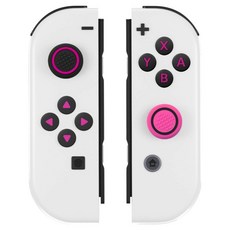 SPACE SHIELD 任天堂 Switch OLED Joy-Con 相容 ABXY 方向按鍵 搖桿帽 矽膠換色套組, 1個, 單一商品, 黑色 + 粉紅色