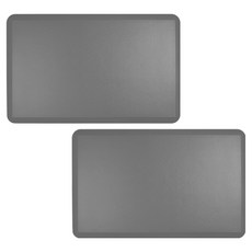 Life+ 高顏值耐磨可擦洗防油污防水防滑PU皮革廚房地墊/腳墊/進門墊 2入, 淺灰色