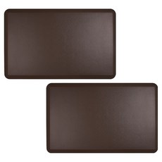 Life+ 高顏值耐磨可擦洗防油污防水防滑PU皮革廚房地墊/腳墊/進門墊 2入, 巧克力色