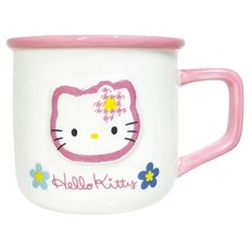 Sanrio 三麗鷗 復古千鳥格小花陶瓷馬克杯 310ml, 1個, Hello Kitty