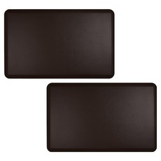 Life+ 高顏值耐磨可擦洗防油污防水防滑PU皮革廚房地墊/腳墊/進門墊 2入, 棕色