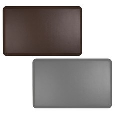 Life+ 高顏值耐磨可擦洗防油污防水防滑PU皮革廚房地墊/腳墊/進門墊 2入, 淺灰色 + 巧克力色