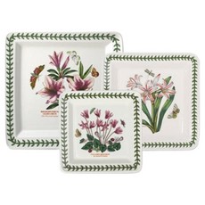 PORTmeIRION 波特玫琳恩 經典植物園系列, 1套, 大 + 中 + 小方形盤, 多色