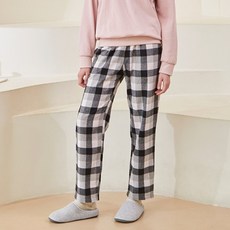 FITIN 女款棉質大格紋薄刷毛口袋睡褲