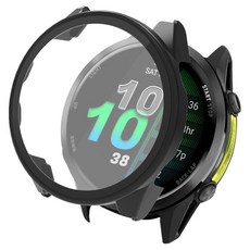 SPACE SHIELD Garmin Forerunner 970 47mm 相容 PC 強化玻璃一體式保護殼, 1個, 黑色