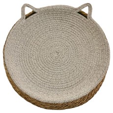 藤編貓窩棉繩四季通用貓抓板寵物床窩墊 網紅涼窩 可水洗窩 磨爪貓咪, 1個, 灰色