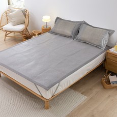 JINDACHI 金大器 頂級透氣亞藤涼蓆組 床蓆 + 枕蓆, 亞麻灰