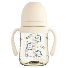 유비맘 유아용 국내 제조 공룡 디자인 PPSU 역류 물샘방지 빨대컵, 200ml, 1개, 베이지(요거트)