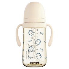 유비맘 유아용 국내 제조 공룡 디자인 PPSU 역류 물샘방지 빨대컵, 280ml, 1개, 베이지(요거트)