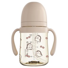 유비맘 유아용 국내 제조 공룡 디자인 PPSU 역류 물샘방지 빨대컵, 200ml, 1개, 브라운(초코)