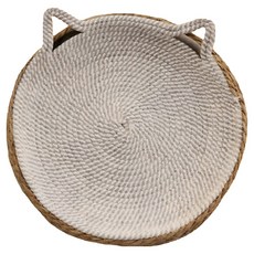 可水洗棉繩貓抓板藤編貓窩 四季通用, 1個, 灰色 + 白色