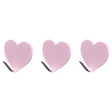 월드크린 하트 접착식 후크 걸이, 핑크, 3개