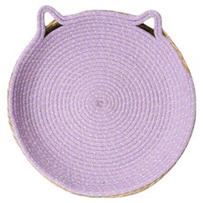 可水洗棉繩貓抓板藤編貓窩 四季通用, 1個, 紫色 + 綠色