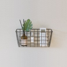 모나코올리브 철제 깊은 벽걸이 바스켓, 블랙, 1개