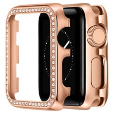 適用Apple Watch水晶全包覆保護殼, 玫瑰金, 1個
